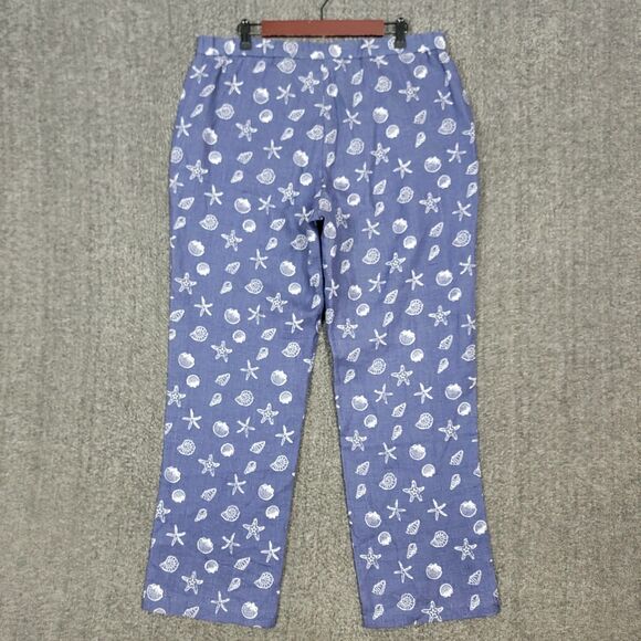 Coldwater Creek Pants Womens 16 Seashell Blue 100% Linen Wide Leg Elastic Waist - Picture 8 of 12